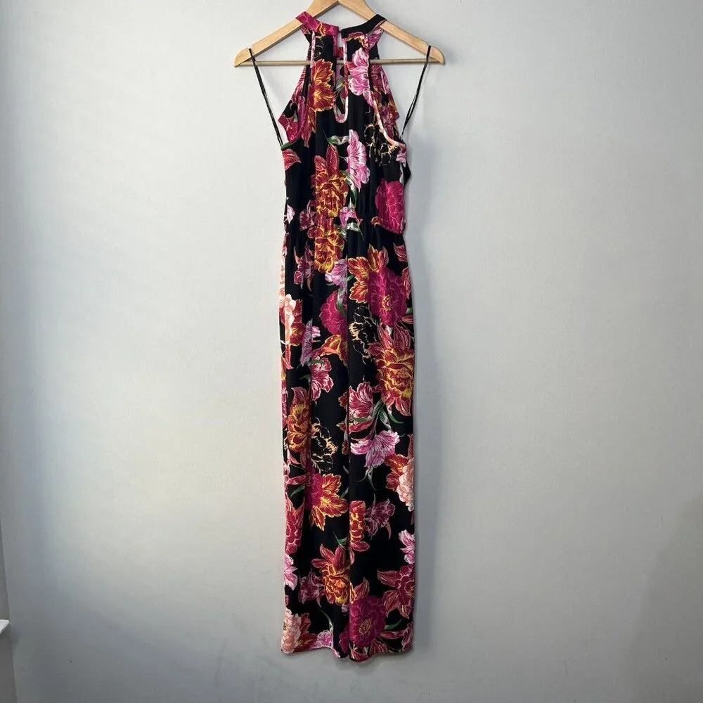 One Clothing Tropical Floral Maxi Dress Halter Neck Black Pink Sz S - Picture 7 of 10
